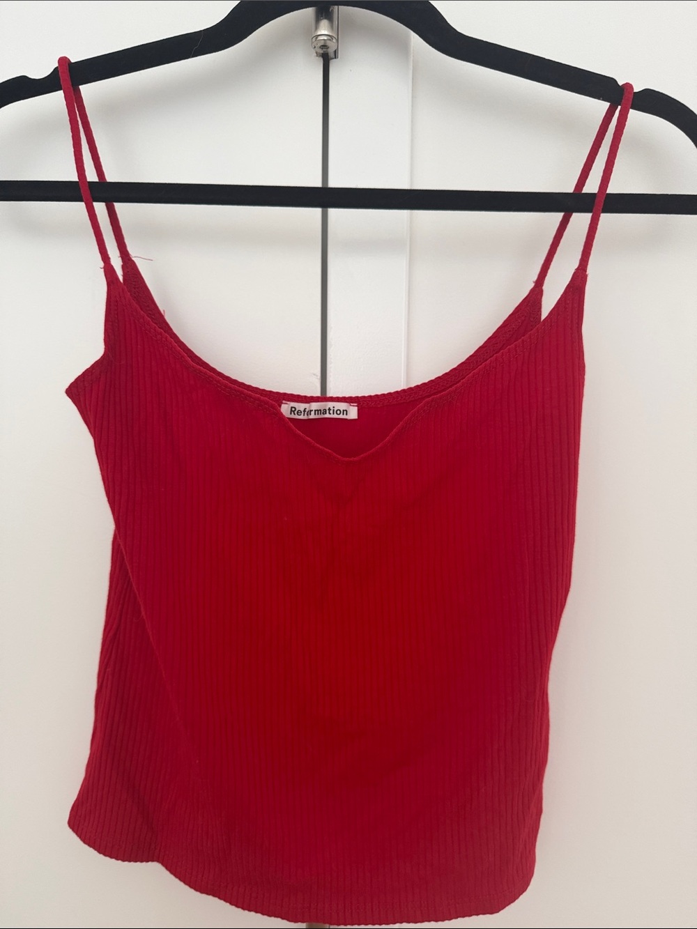 Reformation Bright Red Ribbed Camisole